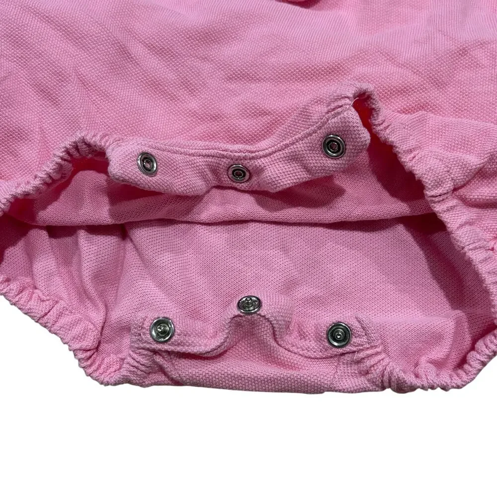 Ralph Lauren One Piece Ruffled Pink Polo Romper Girls Baby Size 6 Months